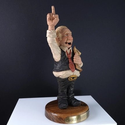 1987 Chris Hammack Original Wood Carving "Worlds Greatest Lobbyist" Fort Worth T - Estate Fresh Austin