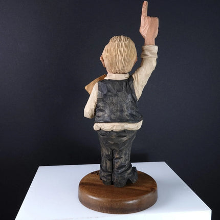 1987 Chris Hammack Original Wood Carving "Worlds Greatest Lobbyist" Fort Worth T - Estate Fresh Austin