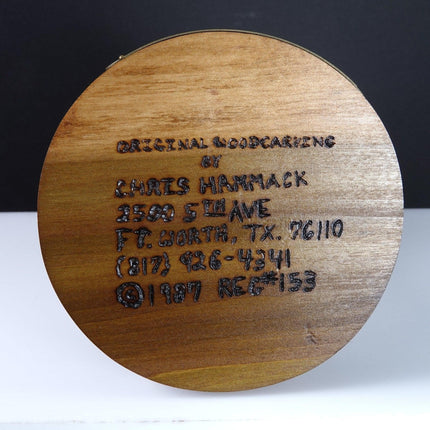 1987 Chris Hammack Original Wood Carving "Worlds Greatest Lobbyist" Fort Worth T - Estate Fresh Austin