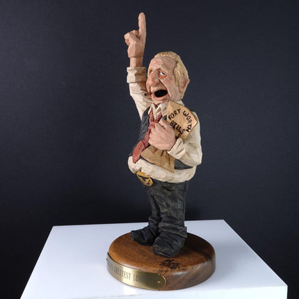 1987 Chris Hammack Original Wood Carving "Worlds Greatest Lobbyist" Fort Worth T - Estate Fresh Austin