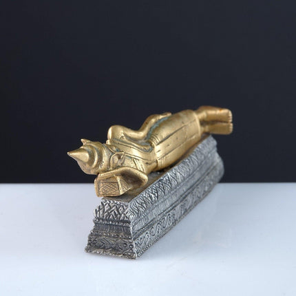 1990 MMA Miniature Gold Gilt Pewter Reclining Buddha - Estate Fresh Austin