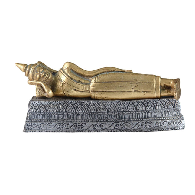 1990 MMA Miniature Gold Gilt Pewter Reclining Buddha - Estate Fresh Austin