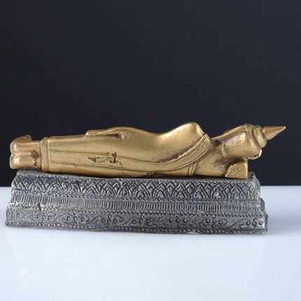 1990 MMA Miniature Gold Gilt Pewter Reclining Buddha - Estate Fresh Austin