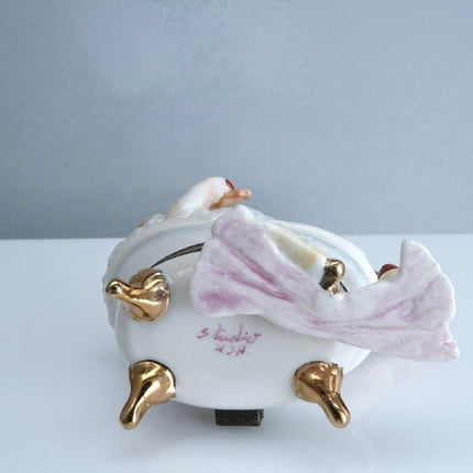 1990's Studio USA Pig in a bathtub Trinket Box Hand Painted - Estate Fresh Austin