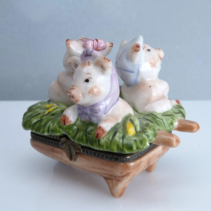 1990's Studio USA Valentines Pig Trinket Box Hand Painted - Estate Fresh Austin