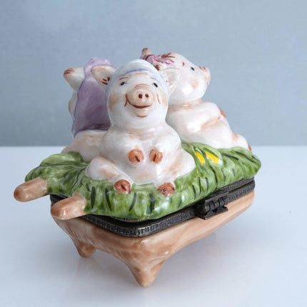1990's Studio USA Valentines Pig Trinket Box Hand Painted - Estate Fresh Austin