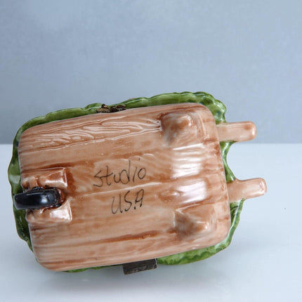 1990's Studio USA Valentines Pig Trinket Box Hand Painted - Estate Fresh Austin