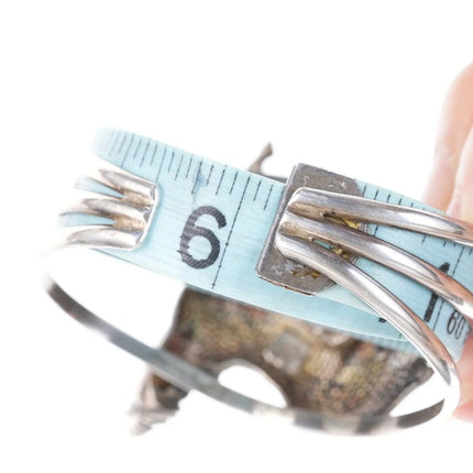 6.25" 1991 Sterling silver Carol Felley Horse Cuff bracelet with Malachite - Estate Fresh Austin