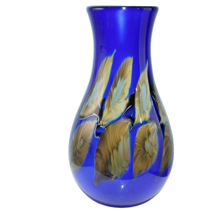 1993 David Lotton Leaf and Vine Art glass vase Iridized interior - Estate Fresh Austin