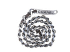 1996 Retro French Chanel belt Silver-tone with leather - Estate Fresh Austin