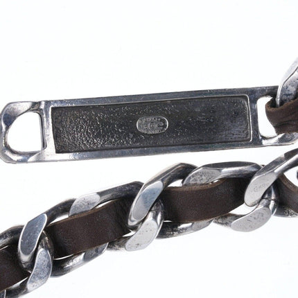 1996 Retro French Chanel belt Silver-tone with leather - Estate Fresh Austin
