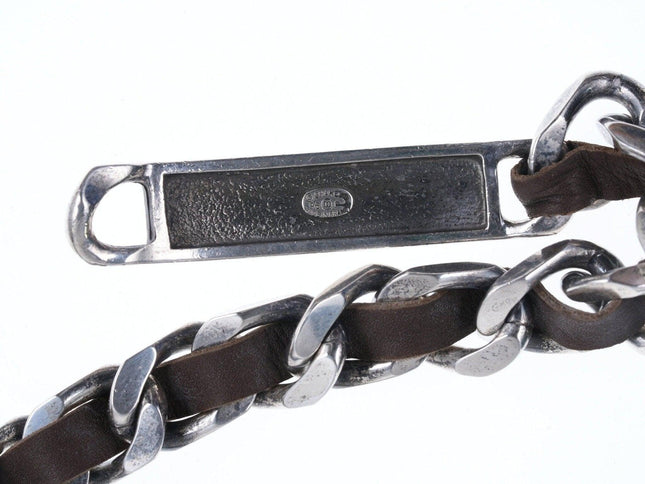 1996 Retro French Chanel belt Silver-tone with leather - Estate Fresh Austin