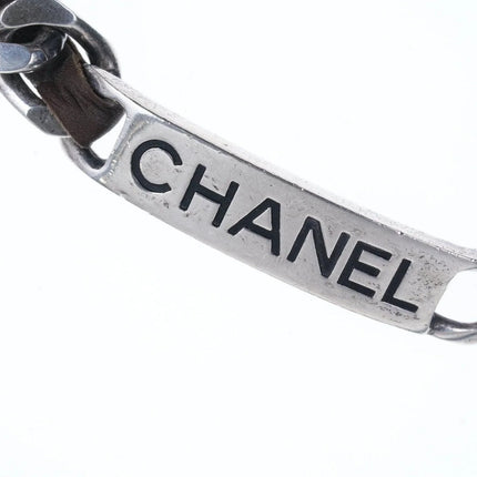 1996 Retro French Chanel belt Silver-tone with leather - Estate Fresh Austin