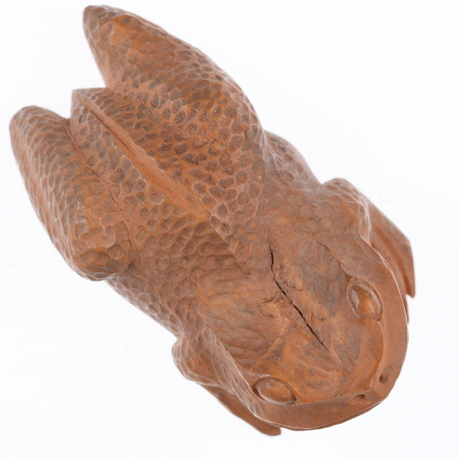 19th Century Japanese Carved Boxwood Toad Netsuke - Estate Fresh Austin