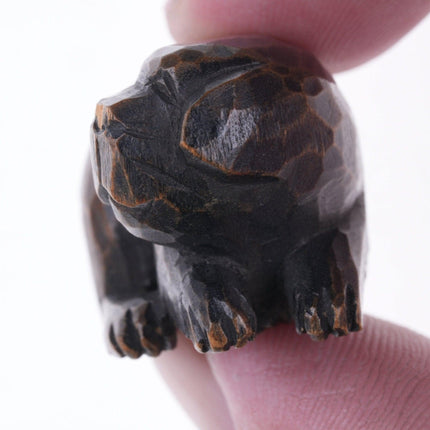 19th Century Japanese Carved wood puppy netsuke - Estate Fresh Austin