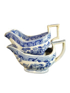 2 Antique Blue Willow Gravy Boats Pearlware Staffordshire Transferware c.1840 6. - Estate Fresh Austin