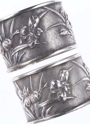 2 Antique Chinese Silver repousse napkin rings - Estate Fresh Austin