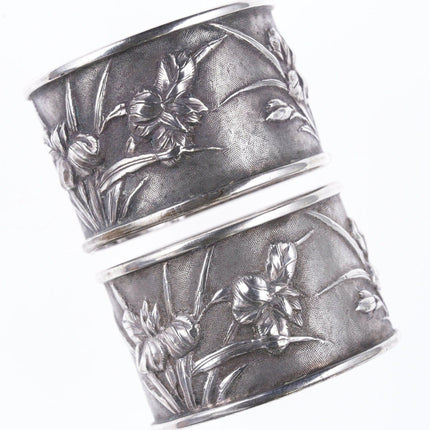 2 Antique Chinese Silver repousse napkin rings - Estate Fresh Austin