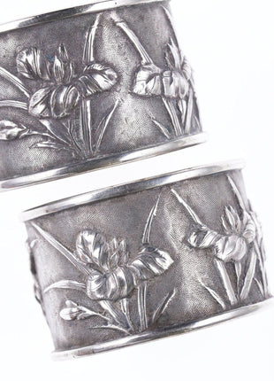 2 Antique Chinese Silver repousse napkin rings - Estate Fresh Austin