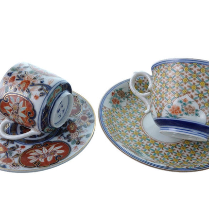 2 Antique Japanese Imari Cups and Saucers - Estate Fresh Austin