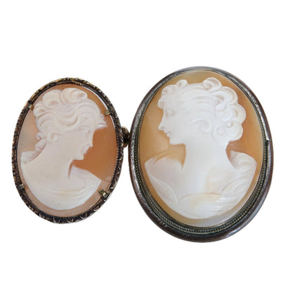 2 Antique Shell cameo Pendants - Estate Fresh Austin