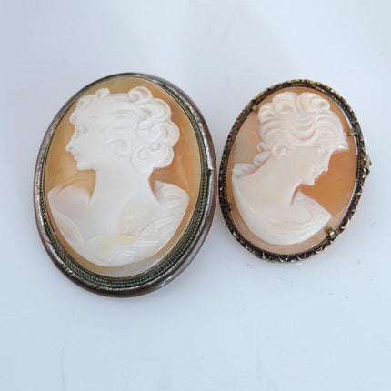 2 Antique Shell cameo Pendants - Estate Fresh Austin