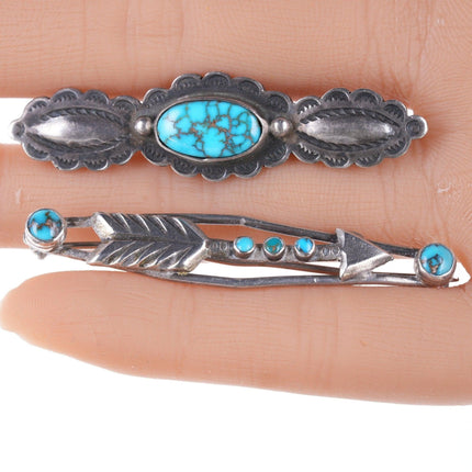 2 c1930's Navajo Silver and high grade turquoise pins - Estate Fresh Austin