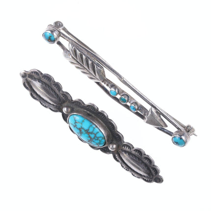 2 c1930's Navajo Silver and high grade turquoise pins - Estate Fresh Austin