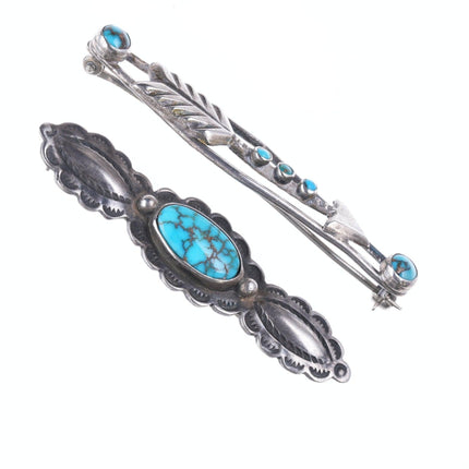 2 c1930's Navajo Silver and high grade turquoise pins - Estate Fresh Austin