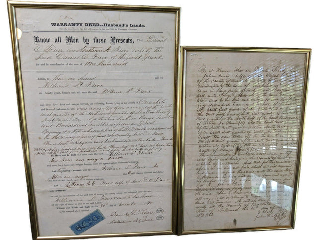 2 Civil War Era Ouachita County Arkansas Land Grant Documents 1863, 1870 stamp - Estate Fresh Austin