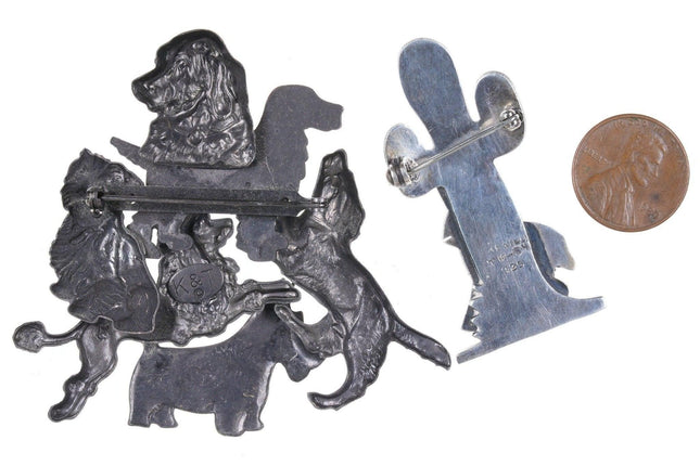2 Fun Vintage Animal Pins Mexican sterling and K&T - Estate Fresh Austin