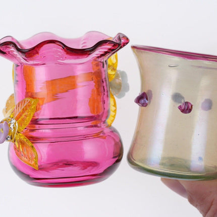 2 Mid Century Italian Murano Applied Glass toothpick holders - Estate Fresh Austin