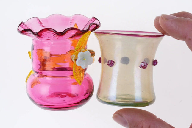 2 Mid Century Italian Murano Applied Glass toothpick holders - Estate Fresh Austin