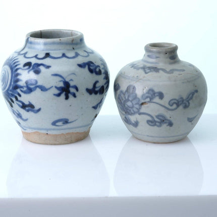 2 Ming Chinese Blue and White Jarlets - Estate Fresh Austin