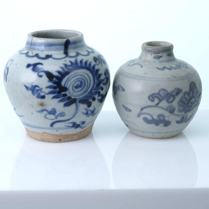 2 Ming Chinese Blue and White Jarlets - Estate Fresh Austin