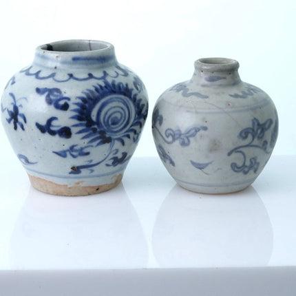 2 Ming Chinese Blue and White Jarlets - Estate Fresh Austin