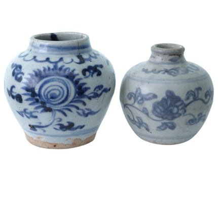 2 Ming Chinese Blue and White Jarlets - Estate Fresh Austin