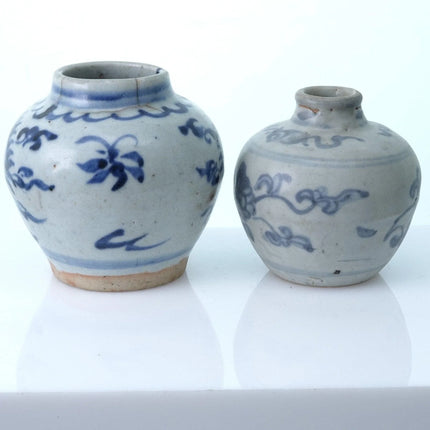 2 Ming Chinese Blue and White Jarlets - Estate Fresh Austin