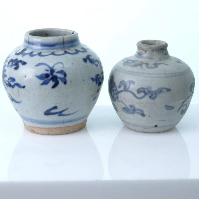2 Ming Chinese Blue and White Jarlets - Estate Fresh Austin