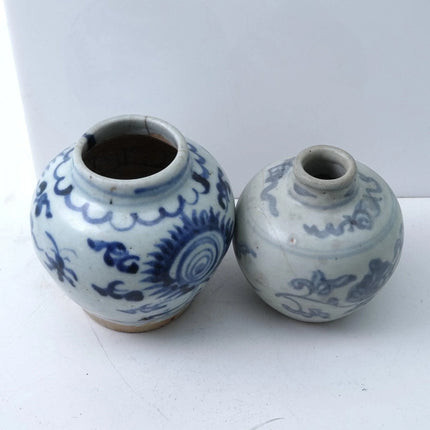 2 Ming Chinese Blue and White Jarlets - Estate Fresh Austin