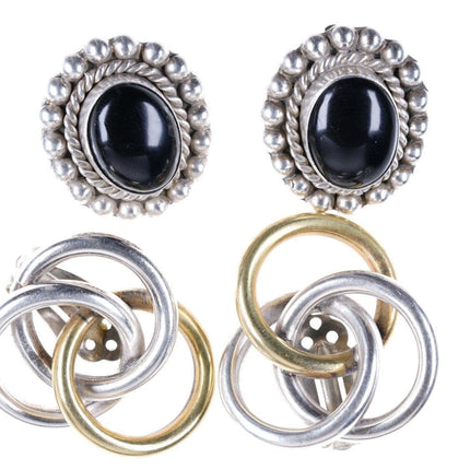 2 Pairs Vintage Sterling clip on earrings - Estate Fresh Austin