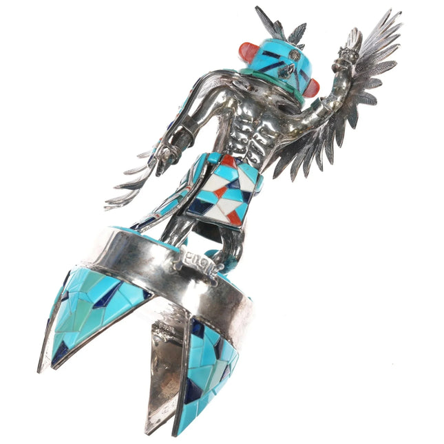 2 pound Vintage Sterling silver Eagle Kachina doll turquoise, coral inlay - Estate Fresh Austin