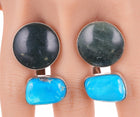 2 pr Sterling Turquoise and Nephrite jade cufflinks - Estate Fresh Austin