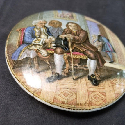 2 Staffordshire prattware Pot Lid Uncle Toby, Dr Johnson 19th century 4 3/8" - Estate Fresh Austin