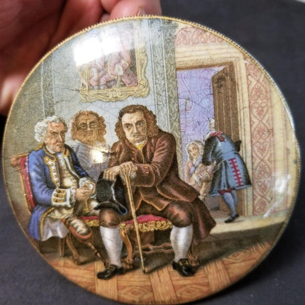 2 Staffordshire prattware Pot Lid Uncle Toby, Dr Johnson 19th century 4 3/8" - Estate Fresh Austin