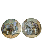 2 Staffordshire prattware Pot Lid Uncle Toby, Dr Johnson 19th century 4 3/8