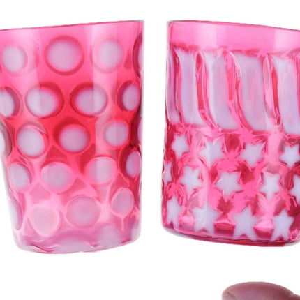 2 Vintage Fenton Cranberry opalescent tumblers - Estate Fresh Austin