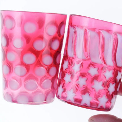 2 Vintage Fenton Cranberry opalescent tumblers - Estate Fresh Austin