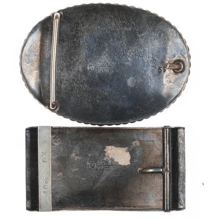 2 Vintage Hand Engraved Sterling Mexican belt buckles - Estate Fresh Austin