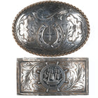 2 Vintage Hand Engraved Sterling Mexican belt buckles - Estate Fresh Austin